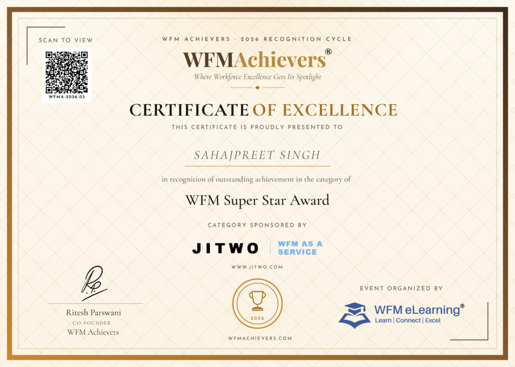 Certificate of Excellence – Sahajpreet Singh