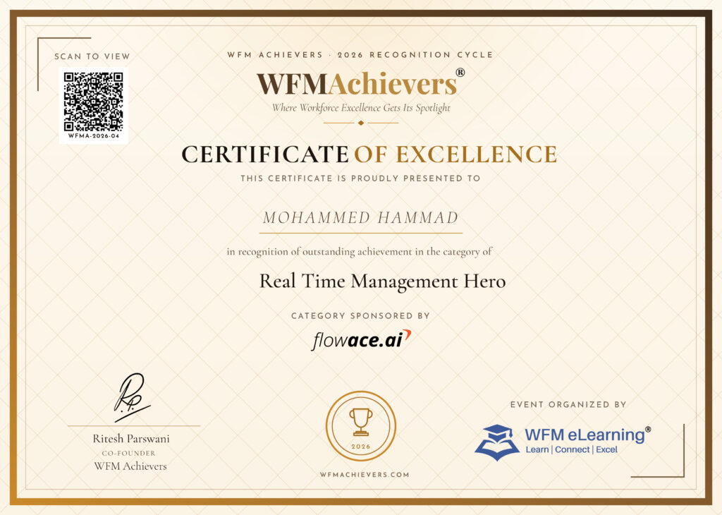 Certificate of Excellence – Mohammed Hammad