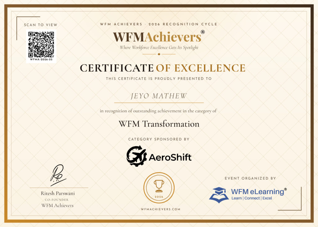 Certificate of Excellence – Jeyo Mathew